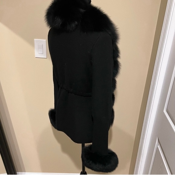 Genuine Fox Fur Cardigan Real Fur Wool Cardigan Trench Parka Jacket Cape Blazer - Picture 7 of 12